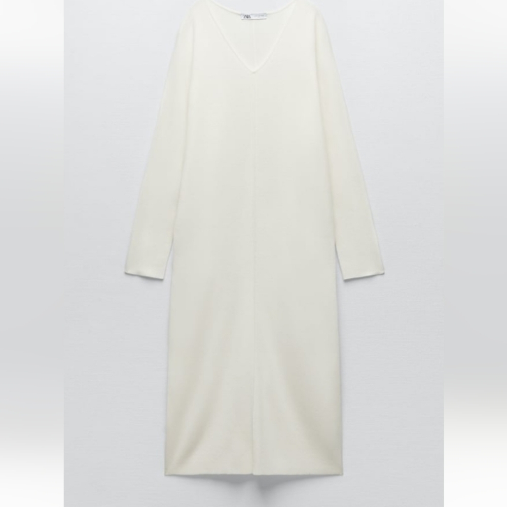 Zara Front Rolled Seam knit Midi Dress - Picture 5 of 10